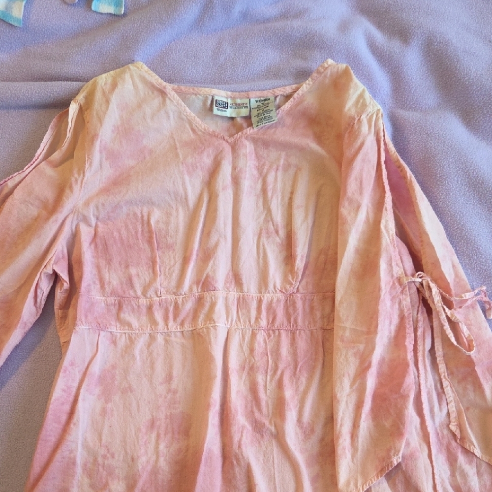 Faded Glory Women's Pink Tie-Dye Blouse